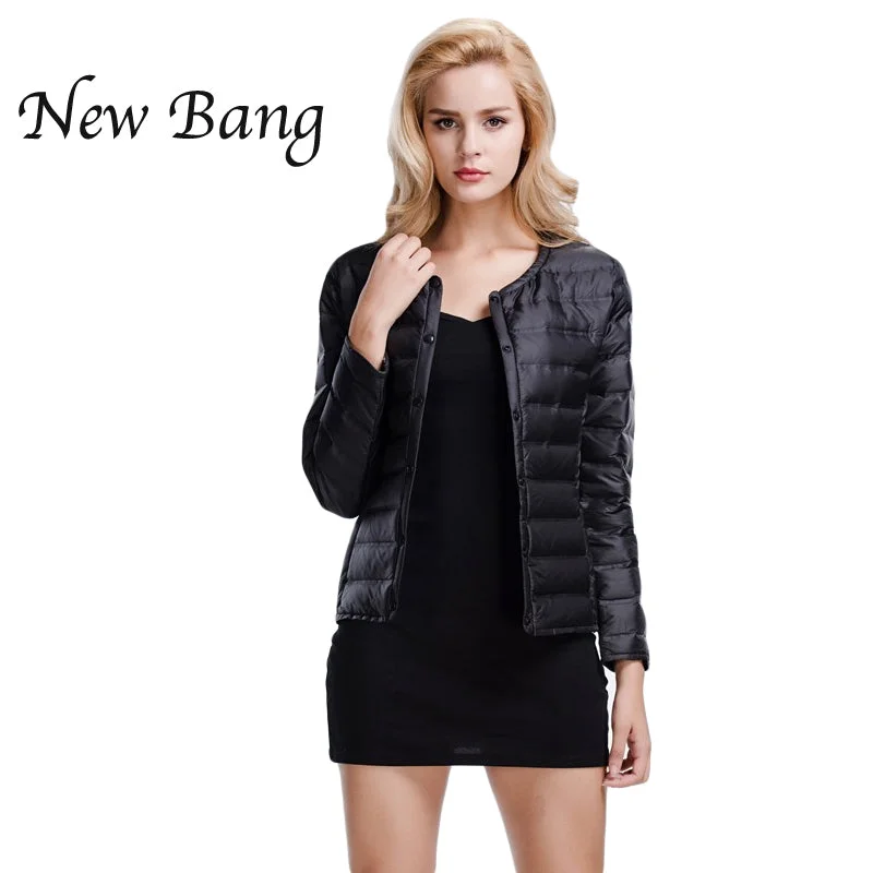 Women's Cozy Outfit For Lounging NewBang Brand Feather Coat Ultra Light Down Jacket Women Lightweight Portable Slim Female Windbreaker Collarless Coat