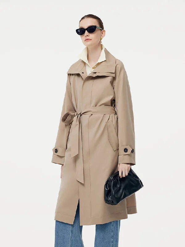 High-End Fashion, Low-End Prices – Don't Miss Out Worsted Wool Blend Waterproof Women Trench Coat With Belt