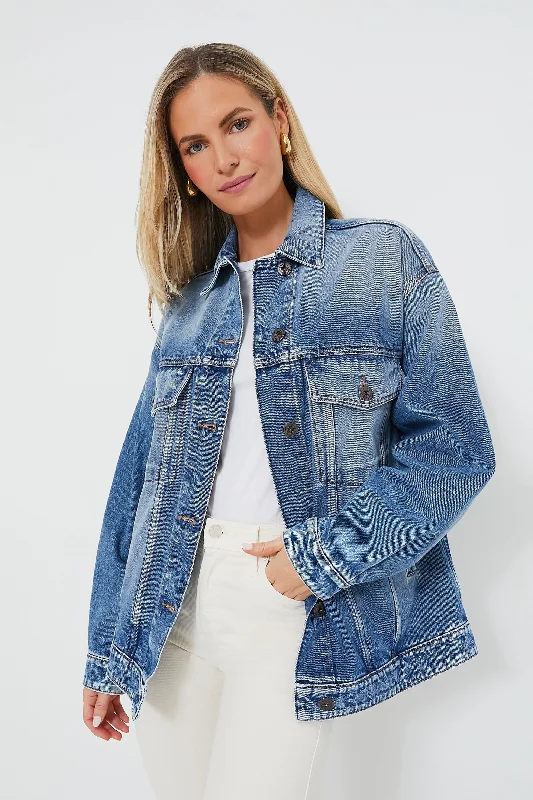 Stylish Outerwear Clothes For Women Navy Light Pio Denim Jacket