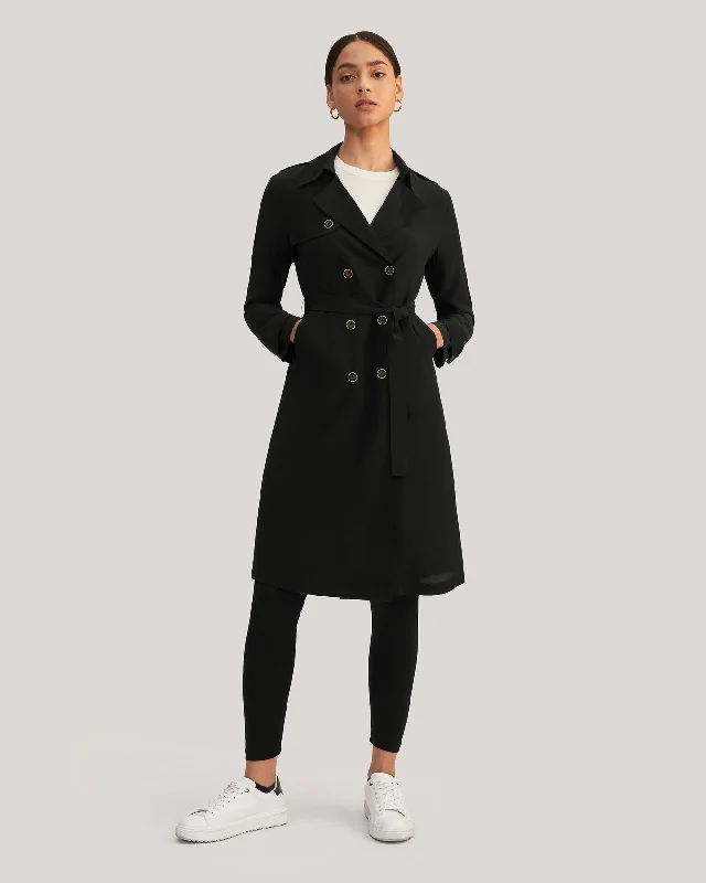 Women's Party Clothes Classic Woman Double Breasted Silk Trench Coat