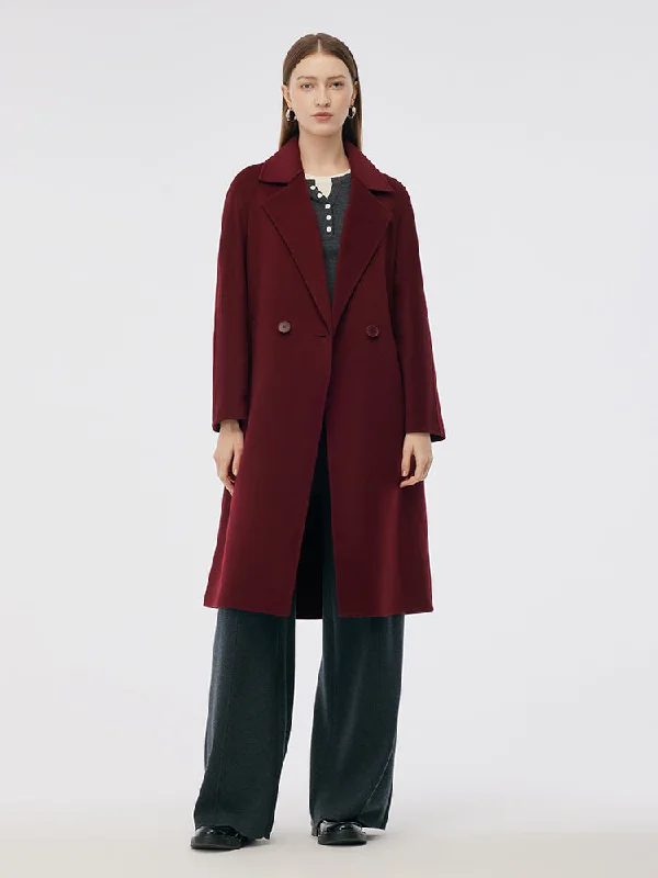 Women's Professional Apparel Cashmere Wool Double-Faced Notched Lapel Women Overcoat