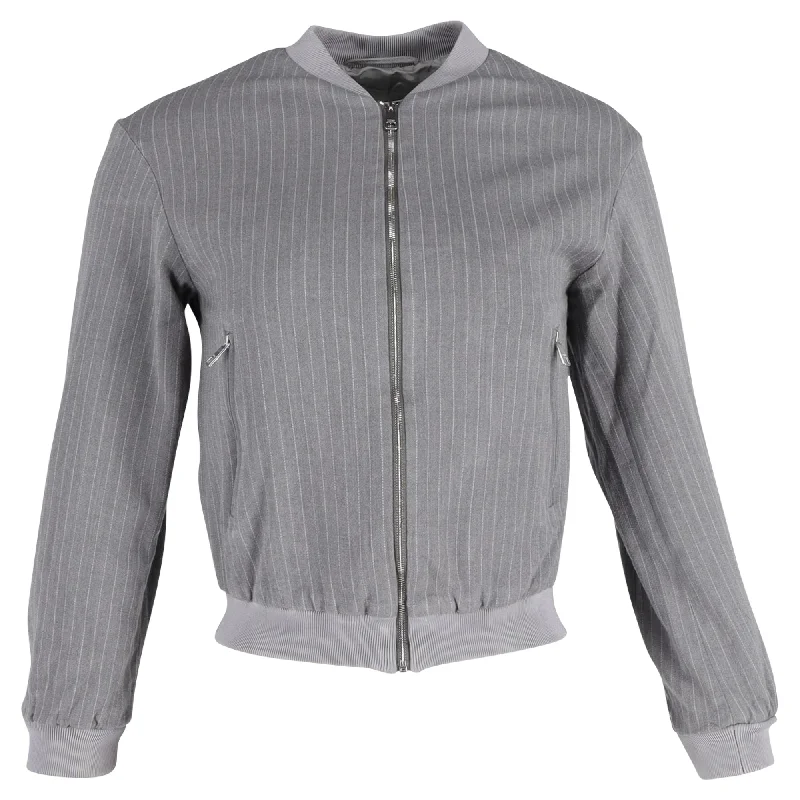 Affordable Women's Clothes Hugo Boss Full Zip Bomber Jacket in Grey Wool