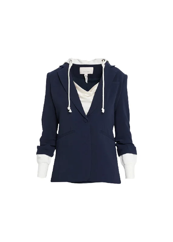 Affordable Luxury Women's Garments Cinq a Sept Hooded Khloe Jacket, Navy/Heather Grey