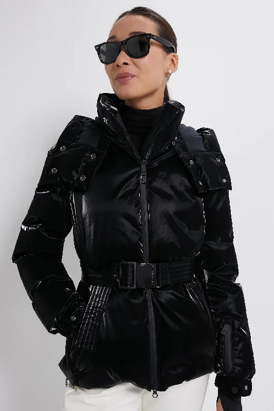 Women's Luxury Garments Liquid Black Candice Ski Parka