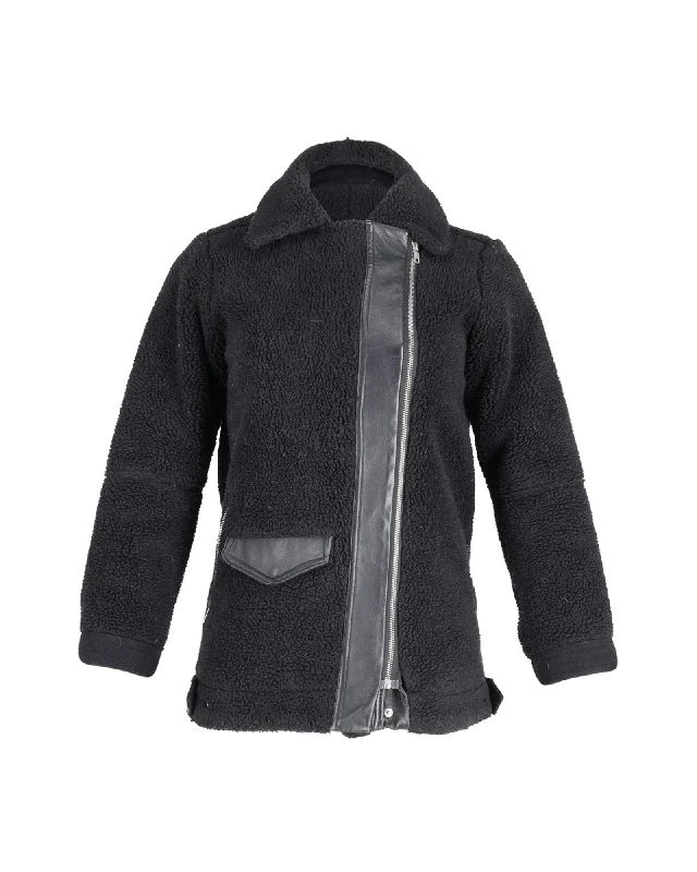 Shop Stylish Fashion At Unbeatable Prices Now Sandro Paris Shearling Biker Coat in Black Wool