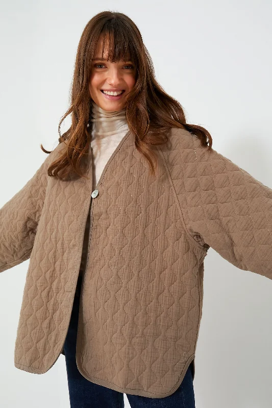 Women's Casual Apparel For Weekends Mushroom Quilted Jacket