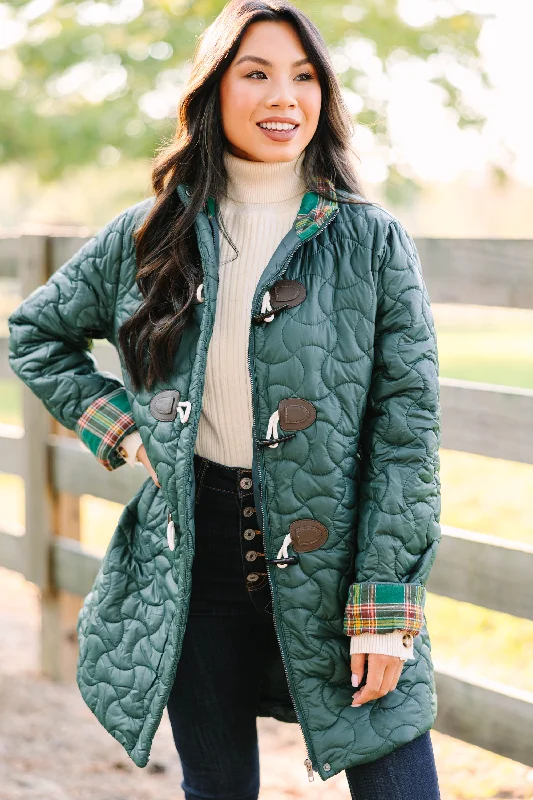 Women's Athletic Apparel Creating Memories Dark Green Puffer Jacket