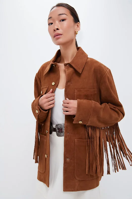 Casual Apparel For Women Brown Fringe Suede Jacket