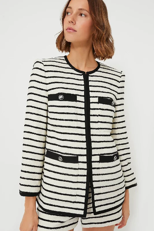 Women's Holiday Clothes Ivory and Black Foster Dickey Jacket