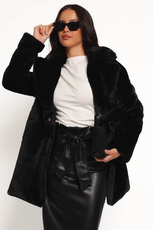 Sustainable Fashion Clothing For Women Meeka Faux Fur Jacket - Black