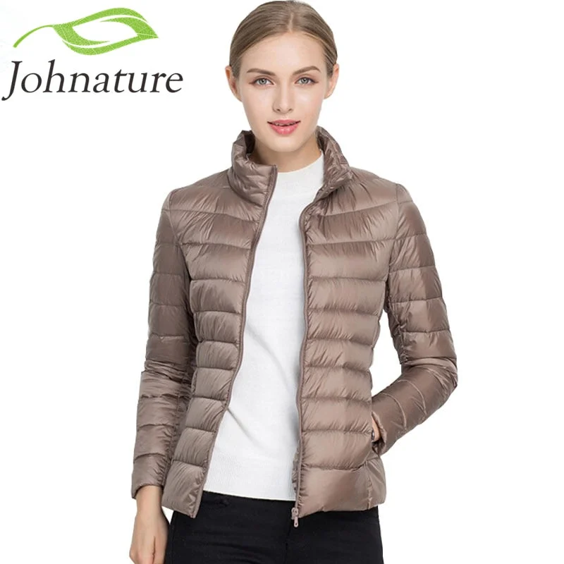 Dress In Style With Our Special Clothing Promotions Johnature 2018 New Women Coat Autumn Winter 90% White Duck Down Jacket  16 Colors Warm Slim Zipper Fashion Light Down Coat S-3XL