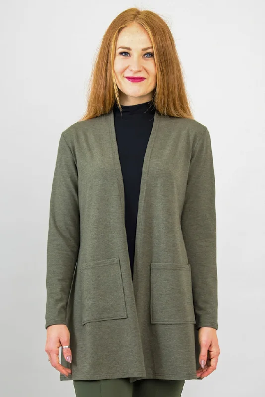 Fashionable Women's Outfit Pauline Jacket, Yarn Dye Khaki, Bamboo