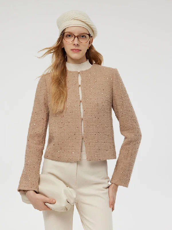 Women's Trendy Outfit Alpaca And Wool Tweed Women Crop Jacket