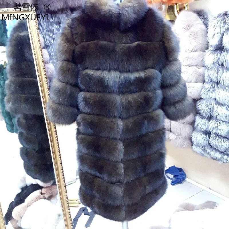 Affordable Luxury – Chic Clothing At Special Prices New Brand Winter Real Blue Fox Fur Coat Thick Warm Imitation Of Sables Women's Light Brown Long Jacket The fox fur Coat