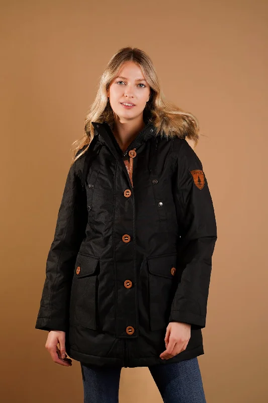 Women's High-Fashion Garments Everly Black Parka