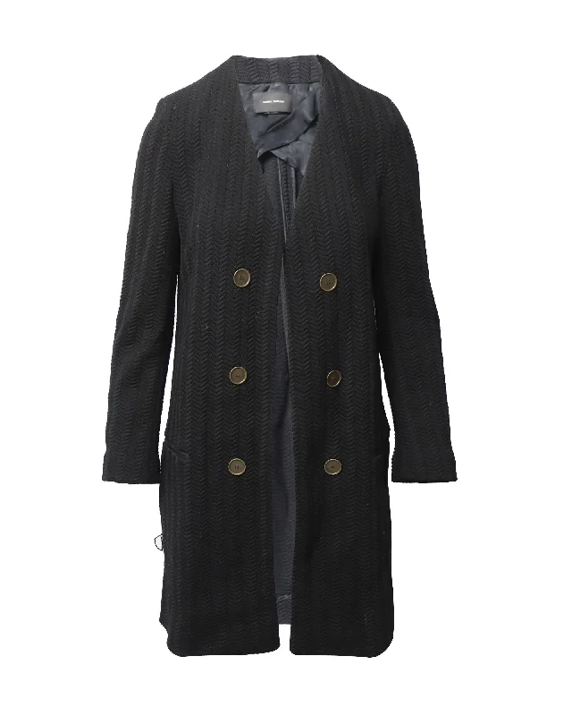 Trendy Outfits At Exclusive Discounts – Don't Miss Out Isabel Marant Open Coat in Black Polyamide