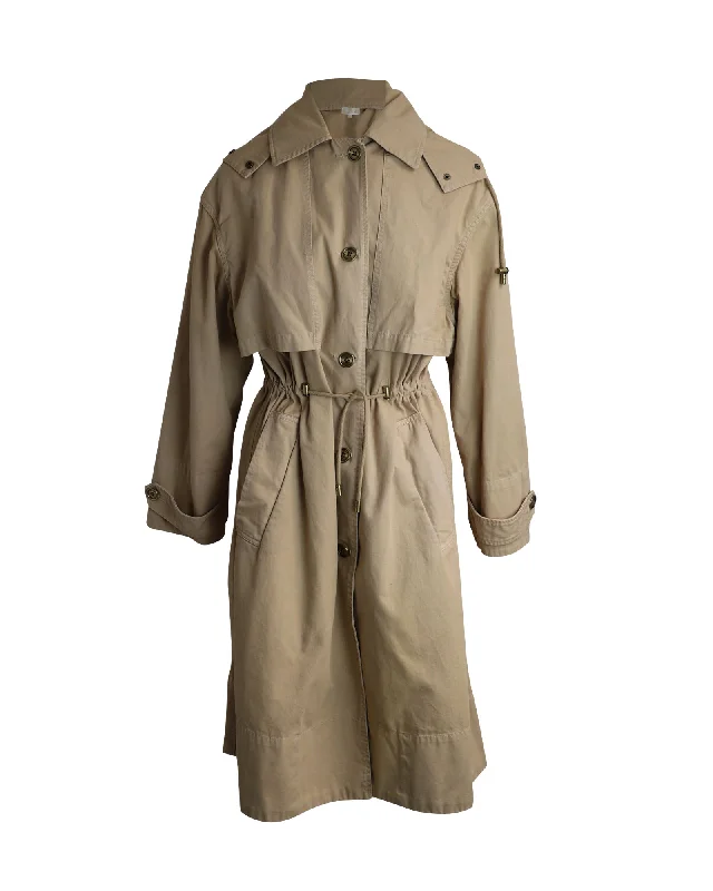 Women's Clothes For Outdoor Events Michael Michael Kors Hooded Trench Coat in Beige Cotton