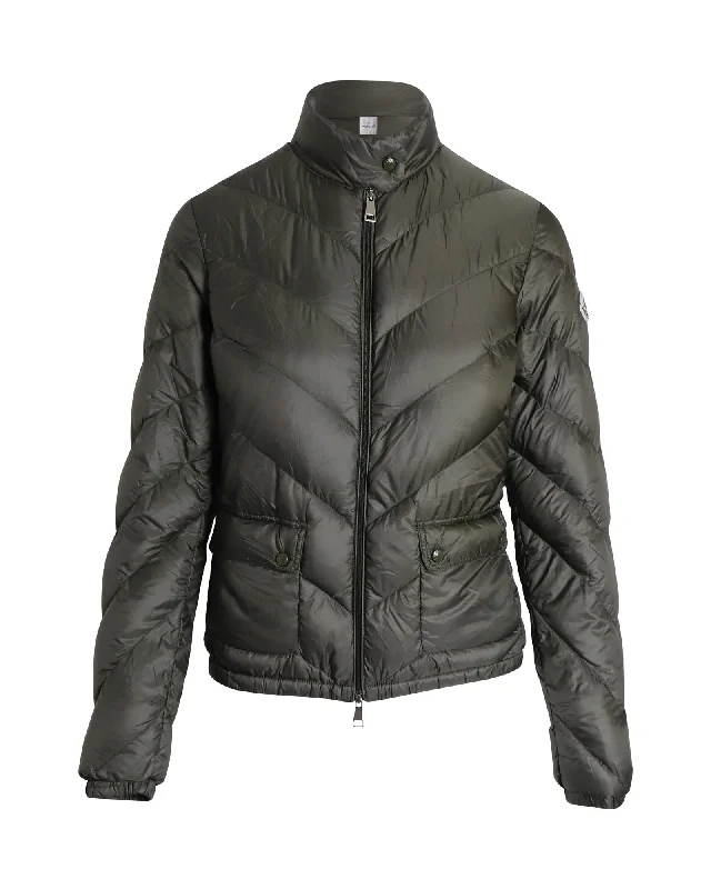 Women's Professional Apparel Moncler Quilted Puffer Jacket in Olive Polyamide