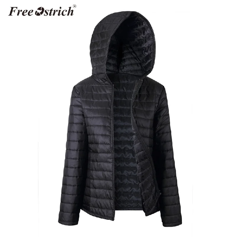 Women's Evening Outfit Free Ostrich Jacket Women Autumn Winter Hooded Warm Zipper 2018 Black Coats Long Sleeve Solid Parkas Coat L0530