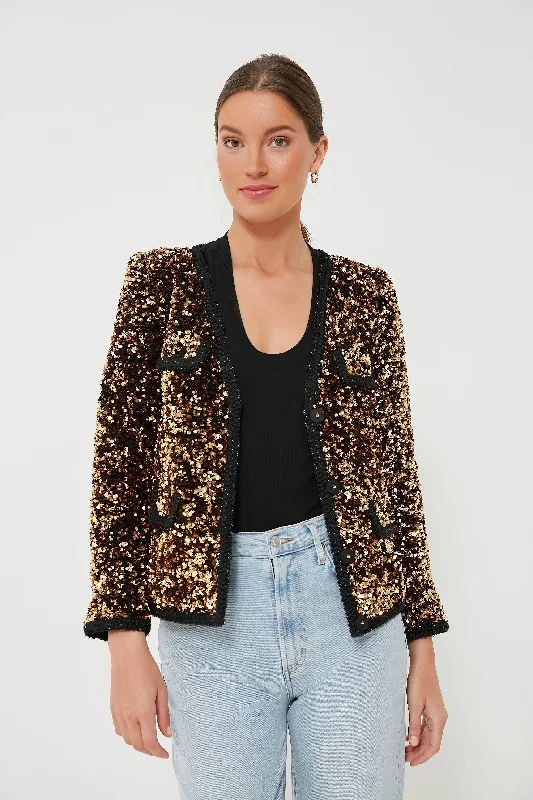 Women's Transitional Apparel Gold Sequin Jacket