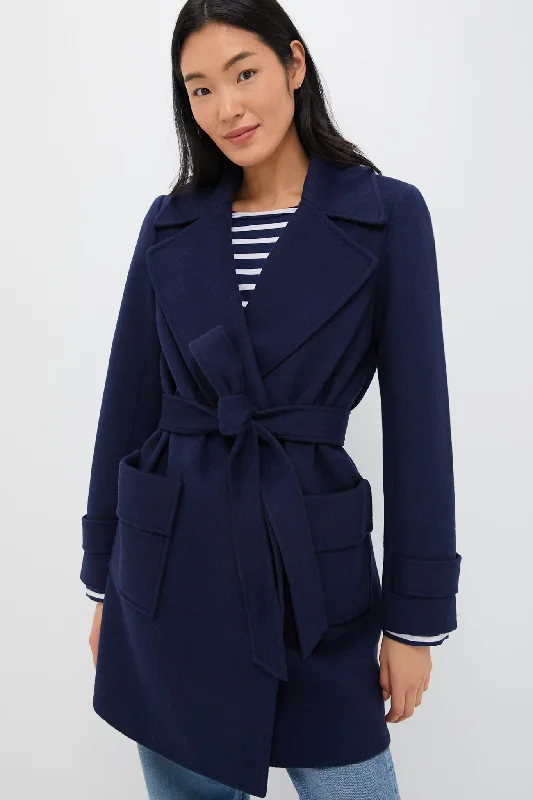 Vintage Clothing For Women Navy Wool Ives Wrap Coat