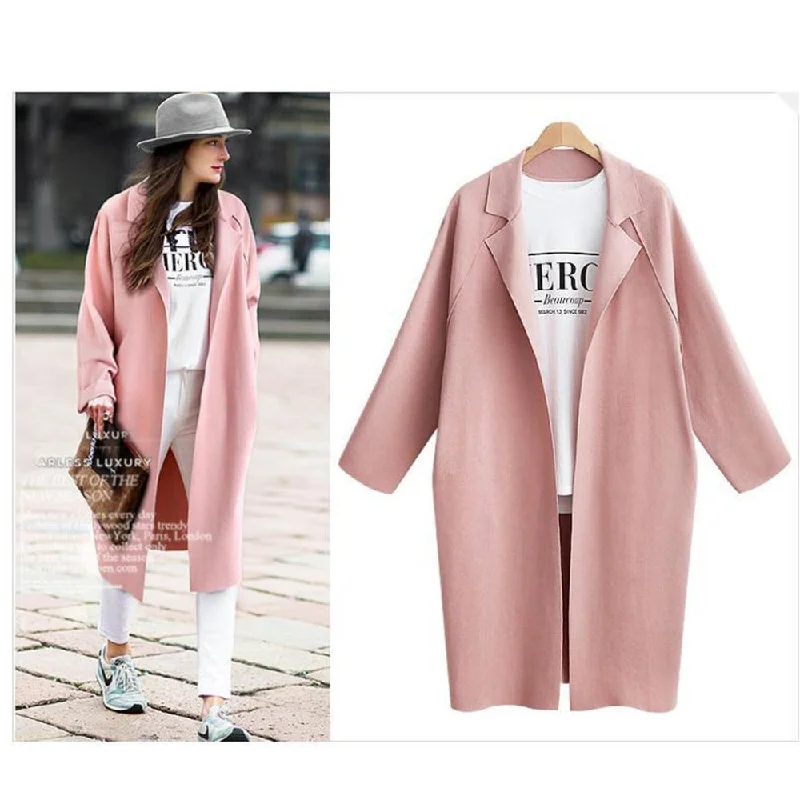 Seasonal Wardrobe Refresh – Shop Stylish Looks For Less Women Solid Color Coat Lady's Long Section Turn-collar Windbreaker Coat Plus Size Cocoon Type Long Sleeves Warm Coat For Girls