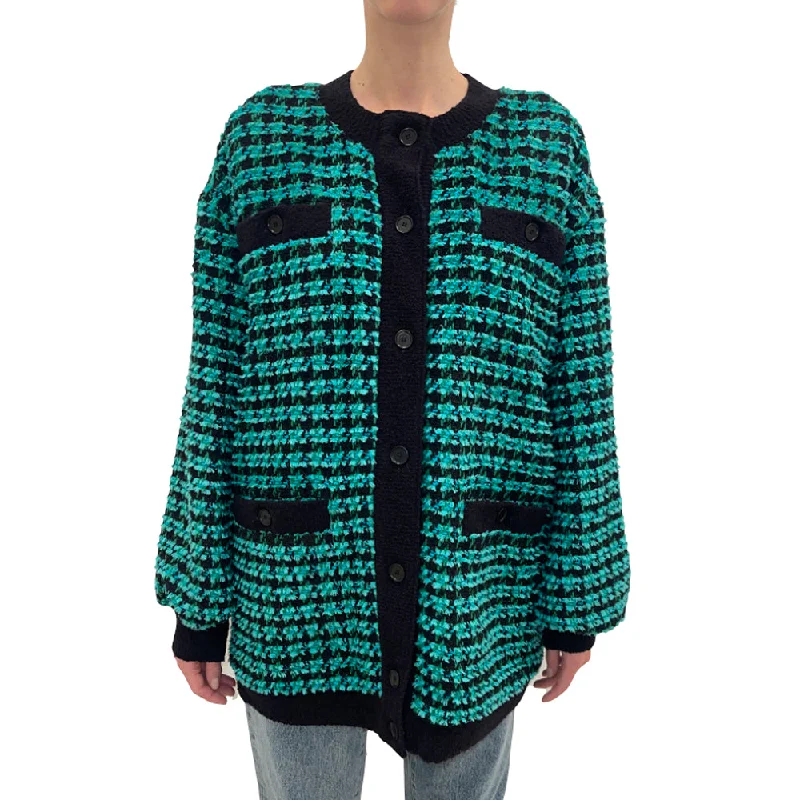 Affordable Women's Clothing Women's Pied De Poule Tweed Jacket Green