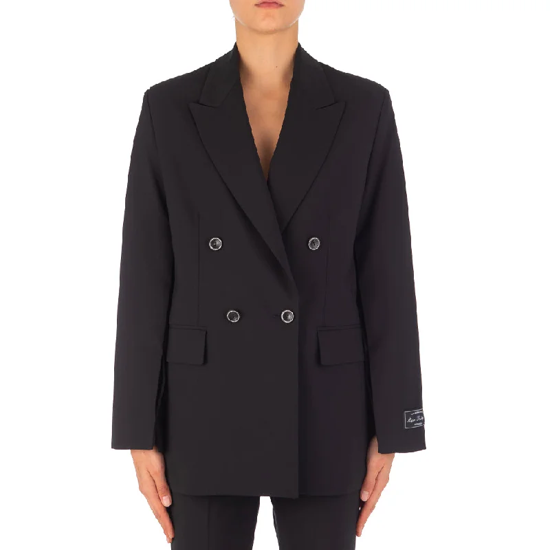 Affordable Trendy Clothes For Women Women's Wool Suiting Jacket Navy