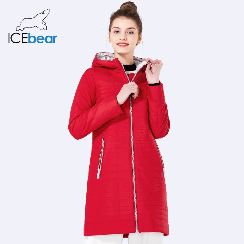 Women's Clothing Sets ICEbear 2018 Spring Autumn Long Cotton Women's Coats With Hood Fashion Ladies Padded Jacket Parkas For Women 17G292D