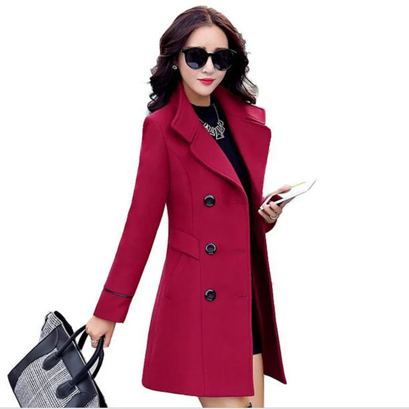 Sustainable Women's Clothing Autumn winter 2018 new fashion women's wool coat double breasted coat elegant bodycon cocoon wool long coat tops LU308