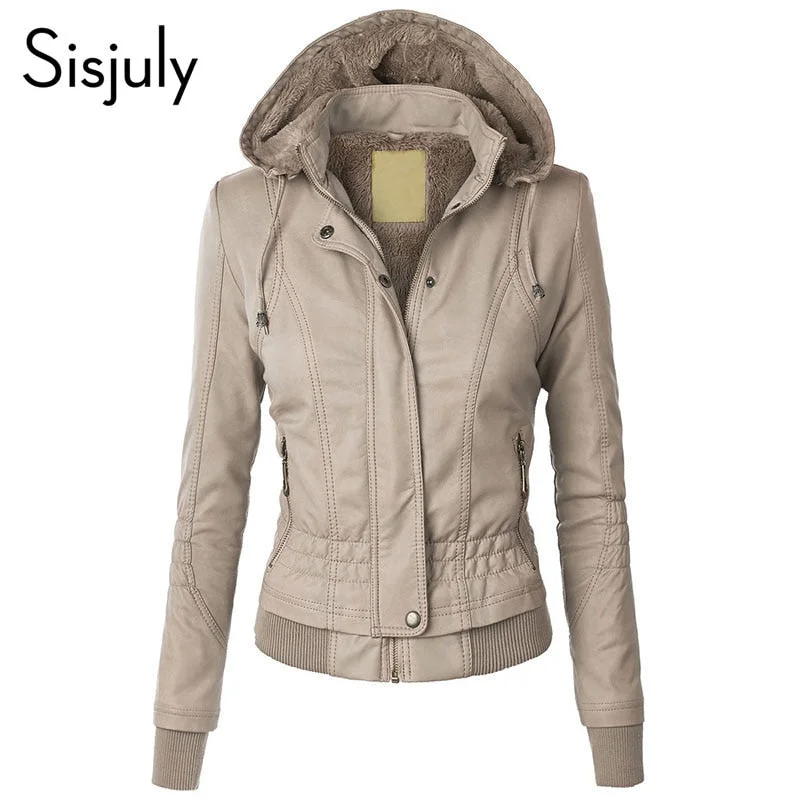 Women's Elegant Formal Outfit Sisjuly Jacket Coat Women 2018 Winter Autumn Slim Zipper Hooded Coat Female Warm Casual Outerwear Solid 2xl Fall Jacket Coats