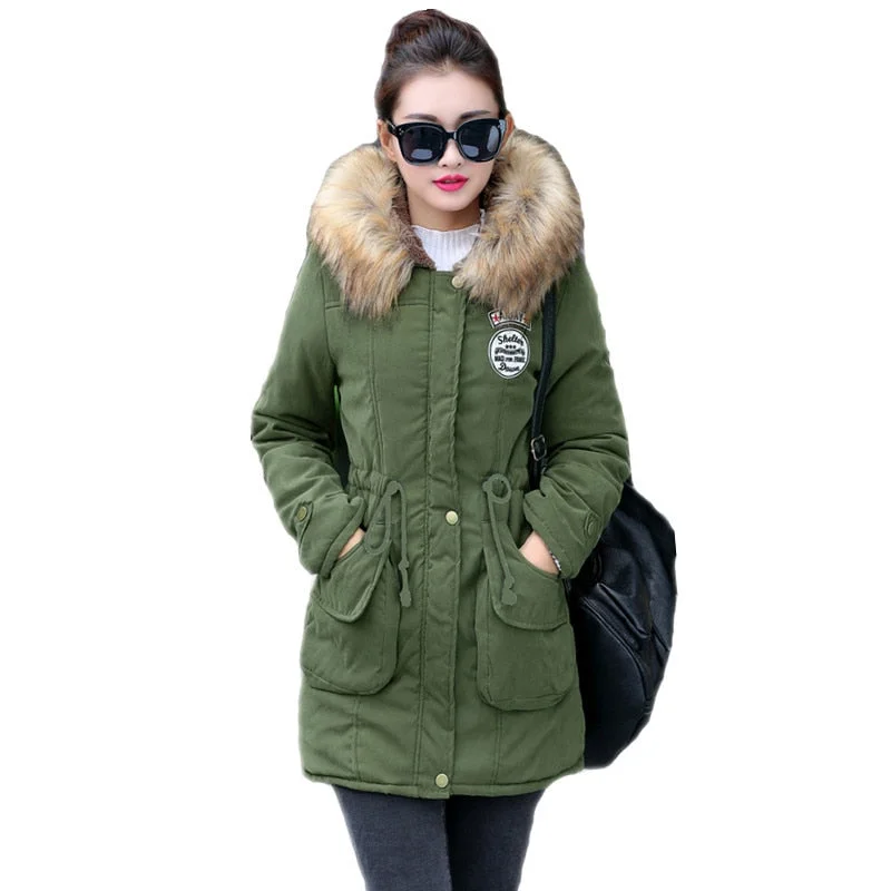 Women's Elegant Apparel New Long Parkas Female Womens Winter Jacket Coat Thick Cotton Warm Jacket Womens Outwear Parkas Plus Size Fur Coat 2018