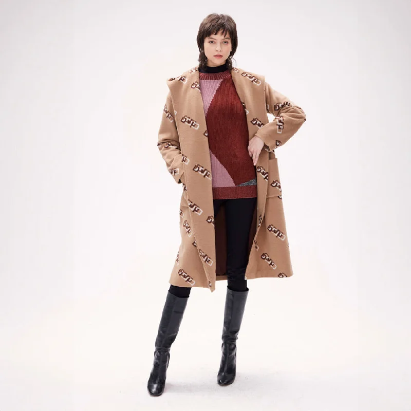 Stylish Outerwear Clothing For Women Dvf Eunice Coat in Dvf Logo Camel