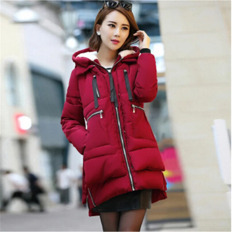 Women's High-Fashion Clothes AILOOGE 2017 Winter Jacket Women New Europe Style Fashion Loose Coat female Medium Long Plus Size Down Park Jackets For Women