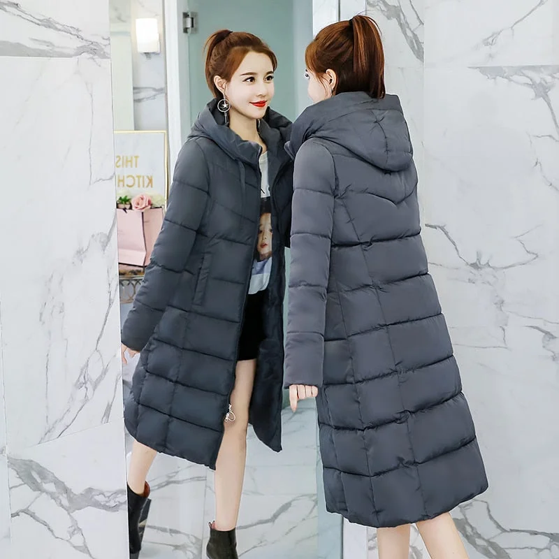 Fashionable Women's Clothing S-3XL autumn winter Women lady long duck Down jacket hoodie knee-length Parkas warm Jackets Female winter korean coat clothes