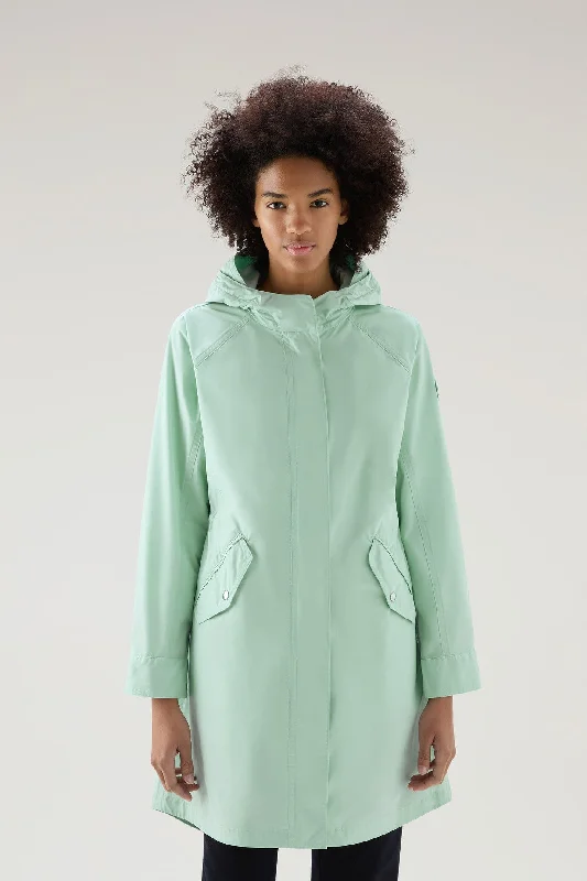 Women's High-Fashion Outfit Long Summer Parka in Urban Touch HARBOR GREEN