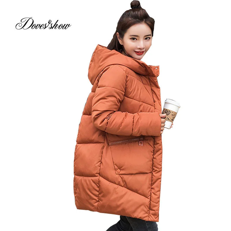 Casual Chic Women's Clothes Caramel Hooded Elastic Winter Down Coat Jacket Long Warm Women Casaco Feminino Abrigos Mujer Invierno 2018 Parkas Outwear Coats