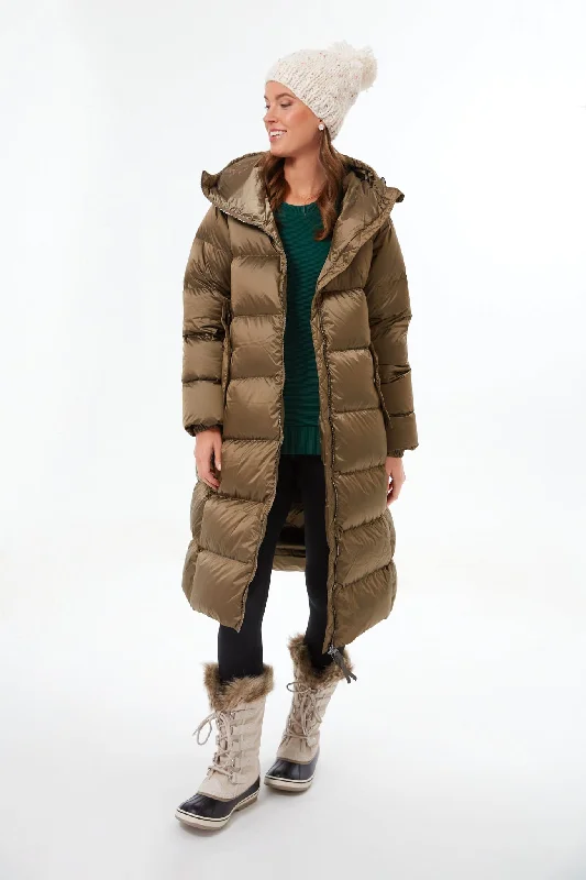 Women's Holiday Clothes Brushed Olive Metallic Payton Puffer Coat