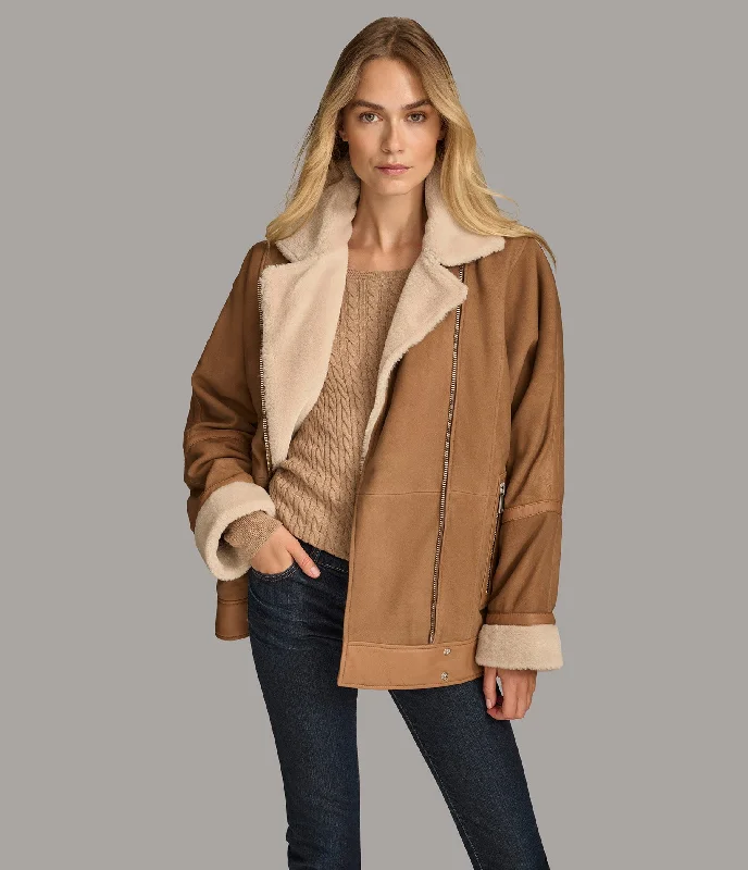 Women's Activewear Garments Ramona Faux Shearling Oversized Moto