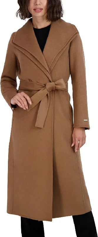 Women's Travel Outfit Set TAHARI Women's Maxi Double Face Wool Blend Wrap Coat, Camel, X-Large