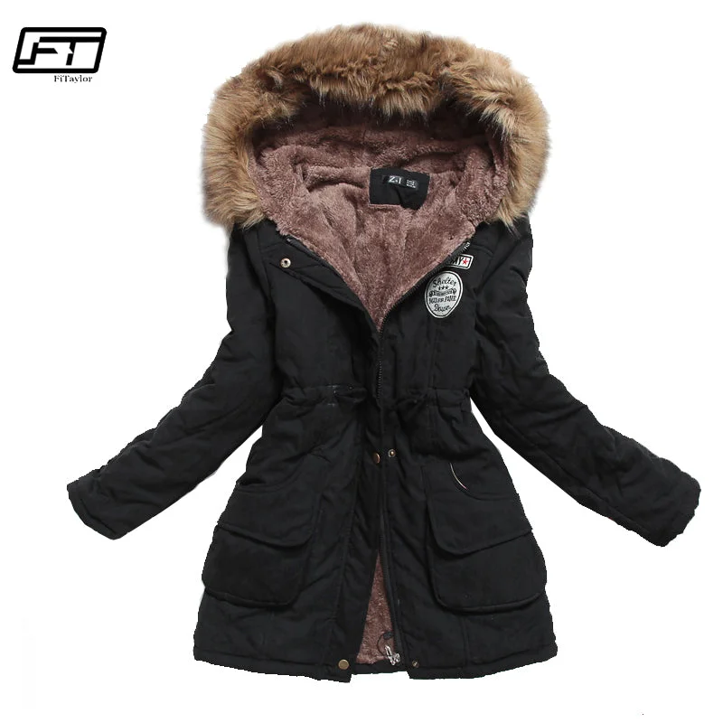 Women's Date Night Outfit Fitaylor Winter Jacket Women Thick Warm Hooded Parka Mujer Cotton Padded Coat Long Paragraph Plus Size 3xl Slim Jacket Female