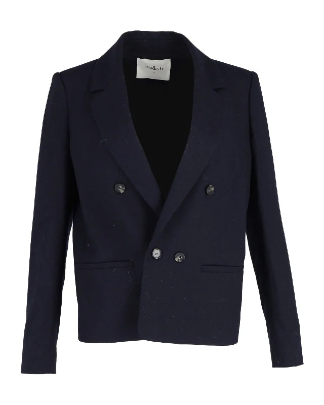 Affordable Women's Garments Ba&Sh Double-Breasted Coat in Navy Blue Viscose