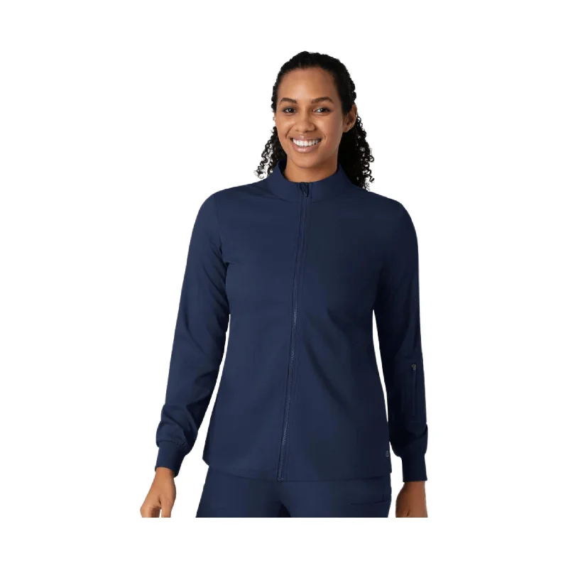 Affordable Women's Clothing Wonder Wink Women's Warm Up Scrub Jacket - Navy Blue