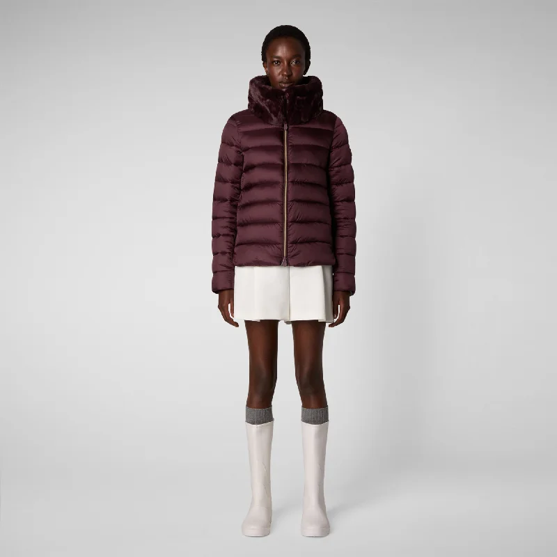 Timeless Women's Garments Women's Mei Puffer Jacket In Burgundy Black