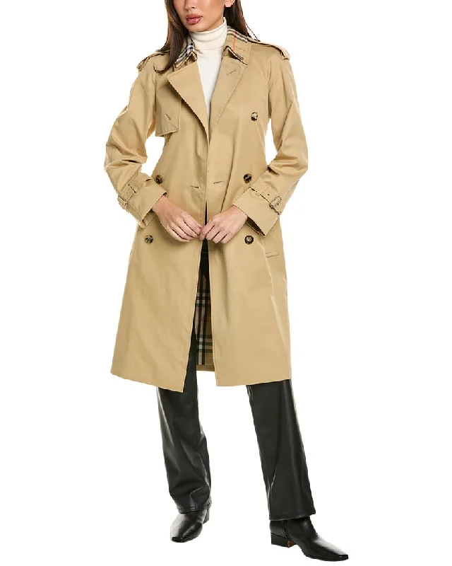 Women's Everyday Clothes Burberry Long Detachable Collar Gabardine Trench Coat