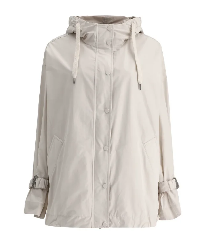 Flash Sale On Fashion – Act Fast Brunello Cucinelli Women's Long Sleeved Drawstring Hooded Jacket In Yogurt