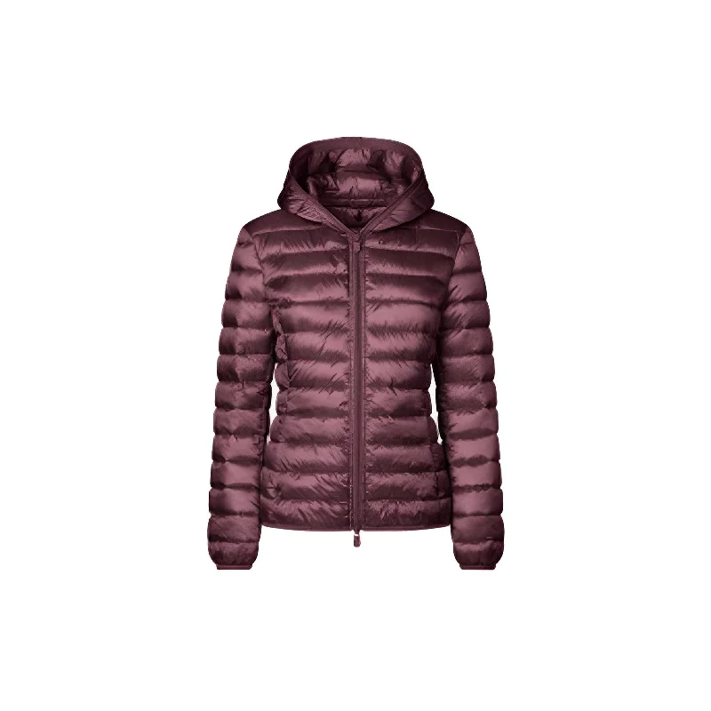 Stylish And Comfortable Clothing For Women Woman's Alexis Hooded Puffer Jacket in Burgundy Black