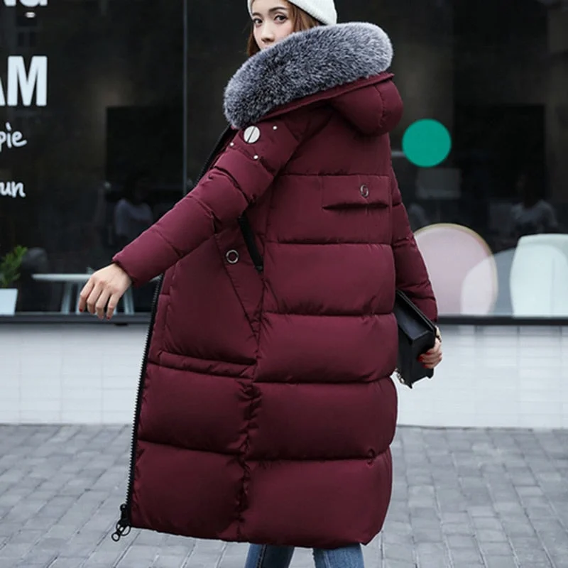 Women's Clothing For Outdoor Events New Women Winter Elegant Long Down Coat 2017 Fashion Female Duck Parkas Thick Warm Big Fur Collar Down Jacket Slim Plus Size