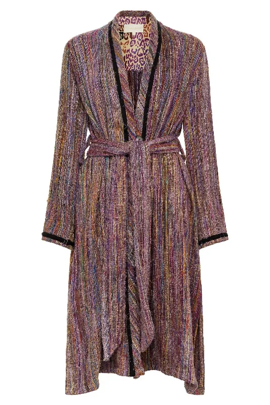 Premium Fashion At Promotional Prices – Limited Time Only Women's Robe Style Rua Coat In Multi Purple