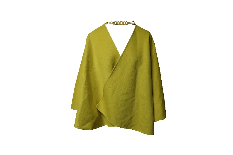 Luxury Women's Clothing Ermanno Scervino Wide Sleeve Cape-Coat in Yellow Wool